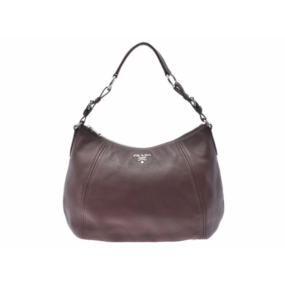Prada Hobo Bag Brown Calfskin Card